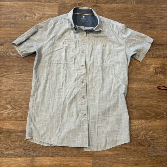 KUHL Horizon Blue Karib Stripe Short Sleeve Shirt – Small – UPF 20 - Picture 2 of 8